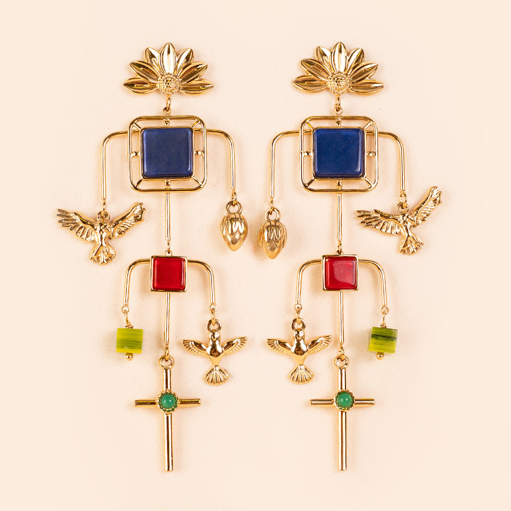 PENDANT EARRINGS WITH PENDANTS AND STONES