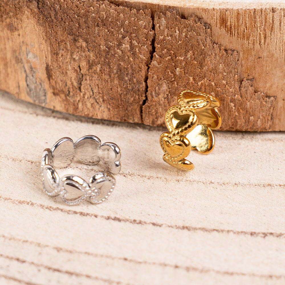 ORECCHINO EARCUFF CON CUORI LAVORATI