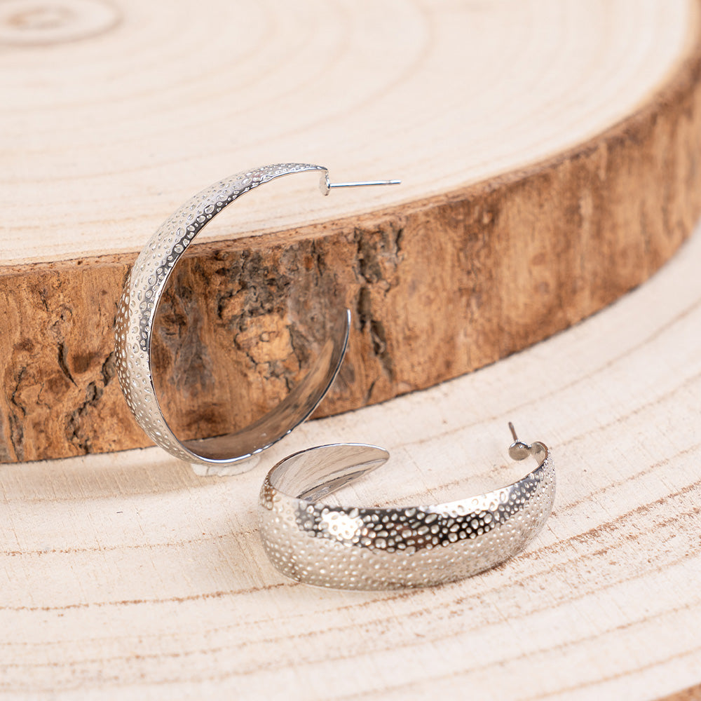 DOTTED SEMI-CIRCLE DANGLING EARRINGS