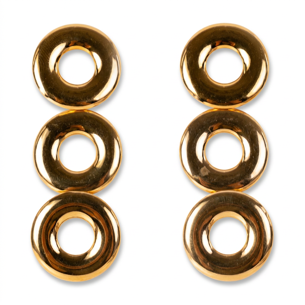 DANGLING EARRINGS WITH THREE SAME DISCS