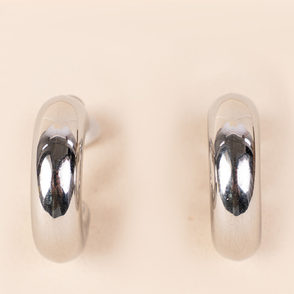 SMALL THICK HOOP EARRINGS WITH ADJUSTABLE CLIP