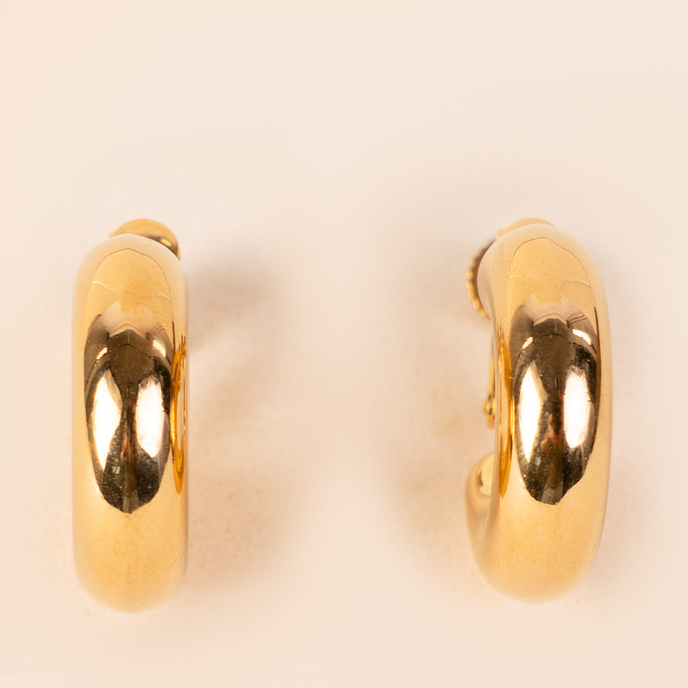 SMALL THICK HOOP EARRINGS WITH ADJUSTABLE CLIP