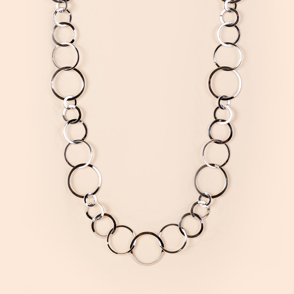 LONG NECKLACE WITH ALTERNATED DISCS OF DIFFERENT DIAMETERS