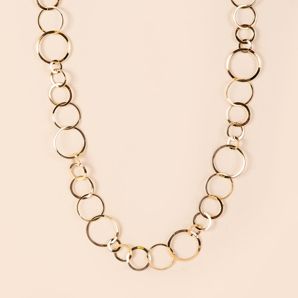 LONG NECKLACE WITH ALTERNATED DISCS OF DIFFERENT DIAMETERS