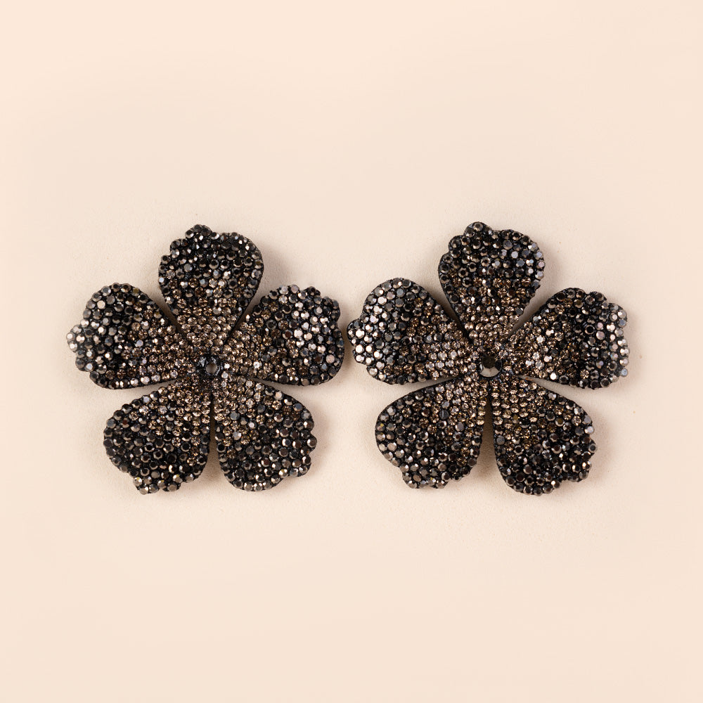 ORECCHINI A FIORE TROPICALE GRANDE CON STRASS