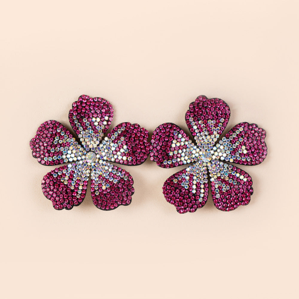ORECCHINI A FIORE TROPICALE GRANDE CON STRASS