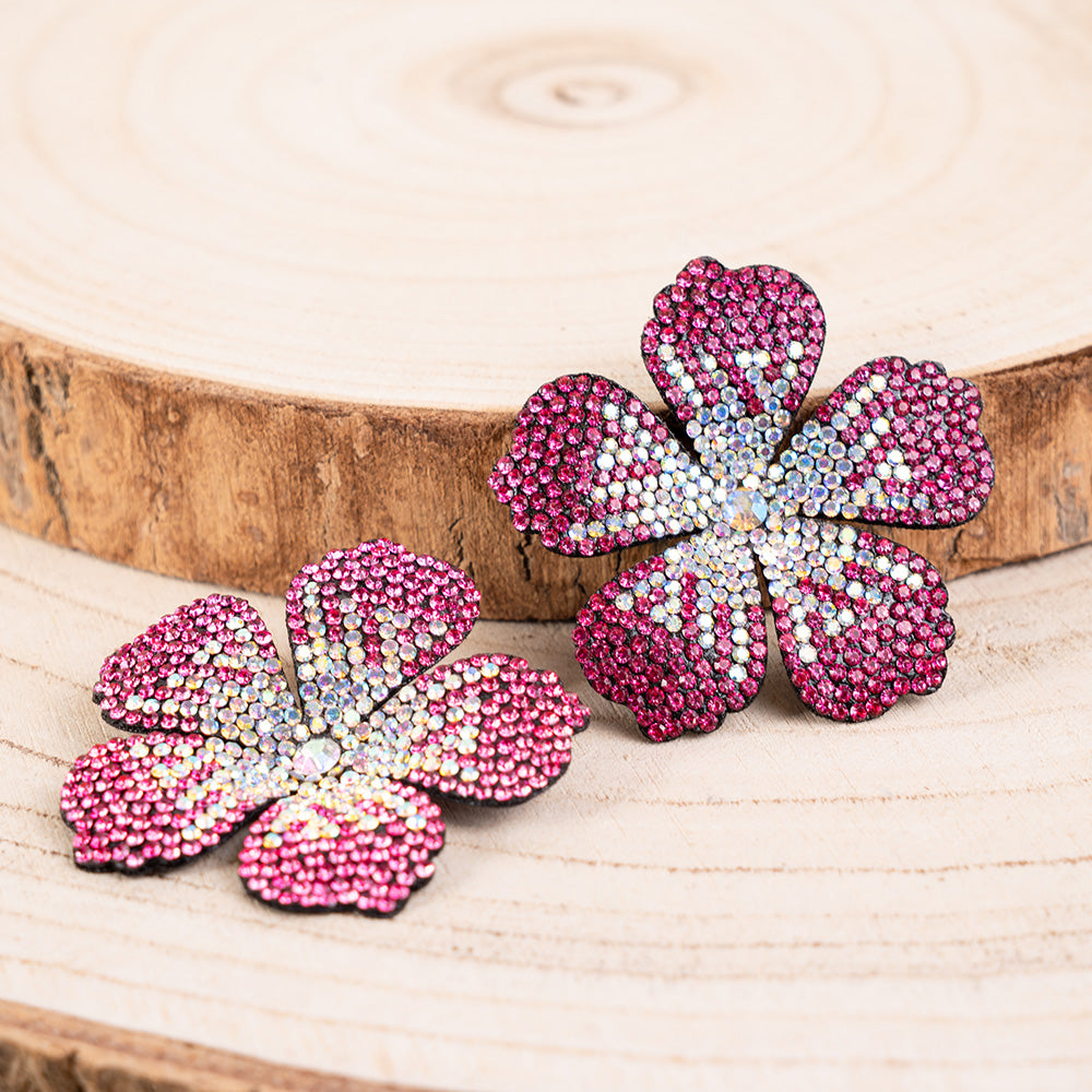 ORECCHINI A FIORE TROPICALE GRANDE CON STRASS