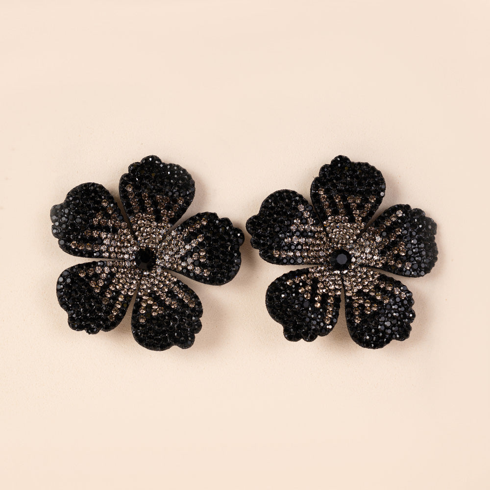 ORECCHINI A FIORE TROPICALE GRANDE CON STRASS