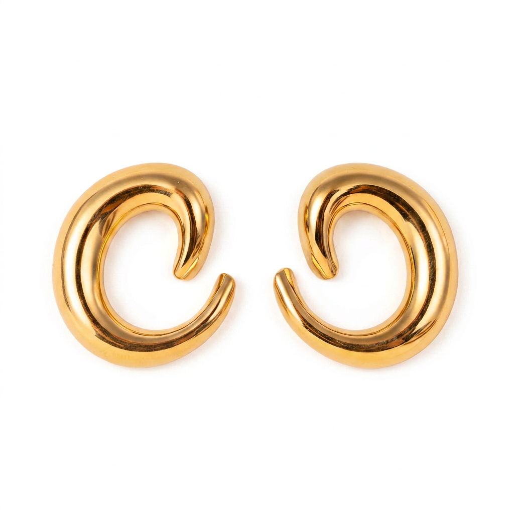 CURVED EARRINGS WITH DIFFERENT THICKNESSES
