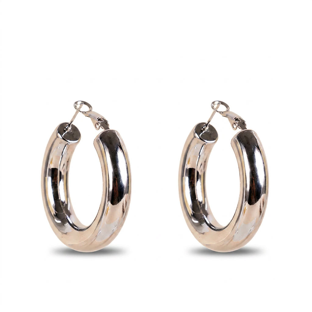 HOOP EARRINGS OF VARIOUS THICKNESSES AND DIAMETERS WITH SPRING CLASP