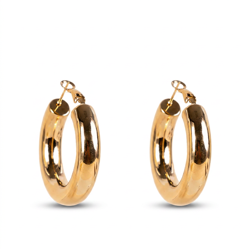 HOOP EARRINGS OF VARIOUS THICKNESSES AND DIAMETERS WITH SPRING CLASP