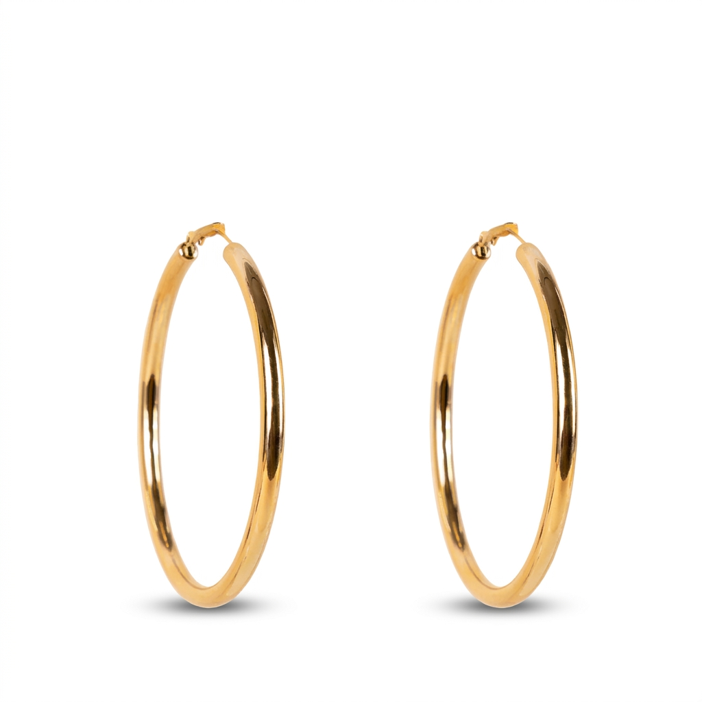 HOOP EARRINGS OF VARIOUS THICKNESSES AND DIAMETERS WITH SPRING CLASP
