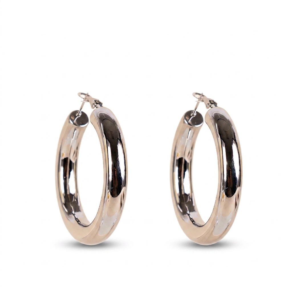 HOOP EARRINGS OF VARIOUS THICKNESSES AND DIAMETERS WITH SPRING CLASP