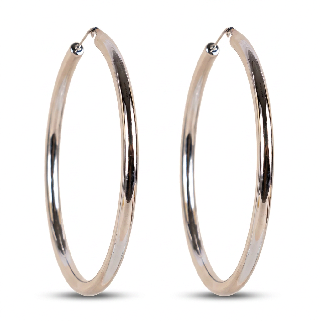 HOOP EARRINGS OF VARIOUS THICKNESSES AND DIAMETERS WITH SPRING CLASP