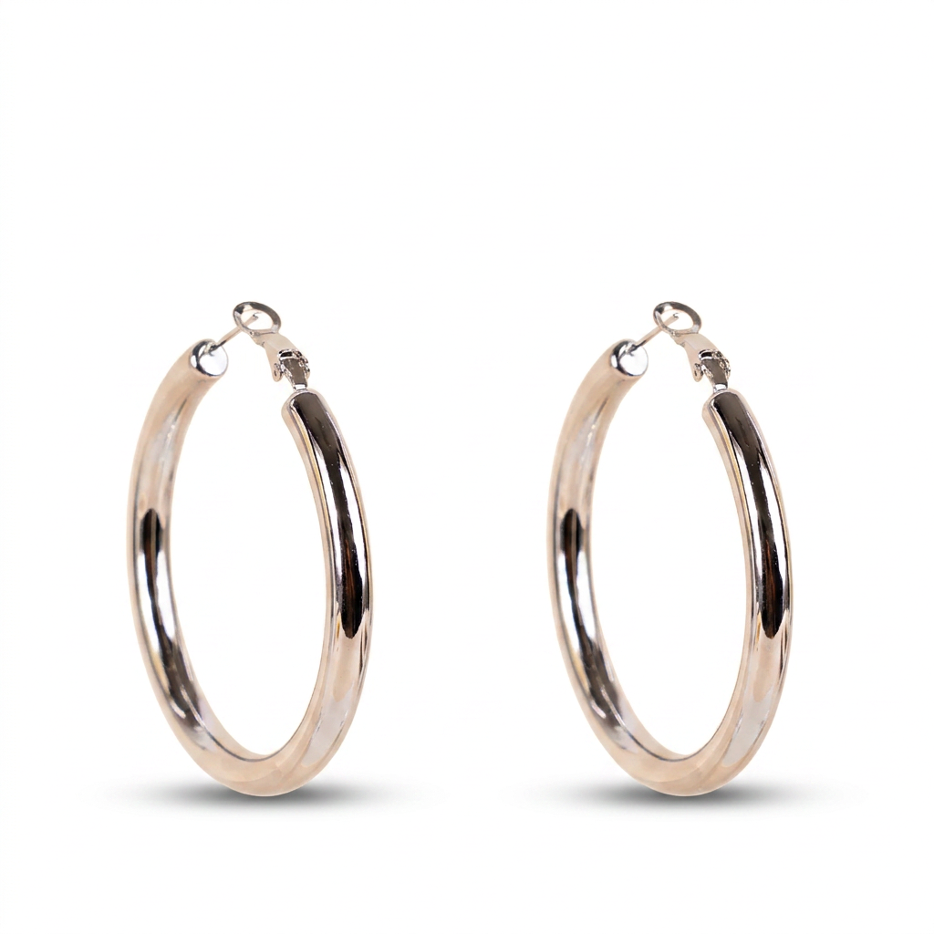 HOOP EARRINGS OF VARIOUS THICKNESSES AND DIAMETERS WITH SPRING CLASP