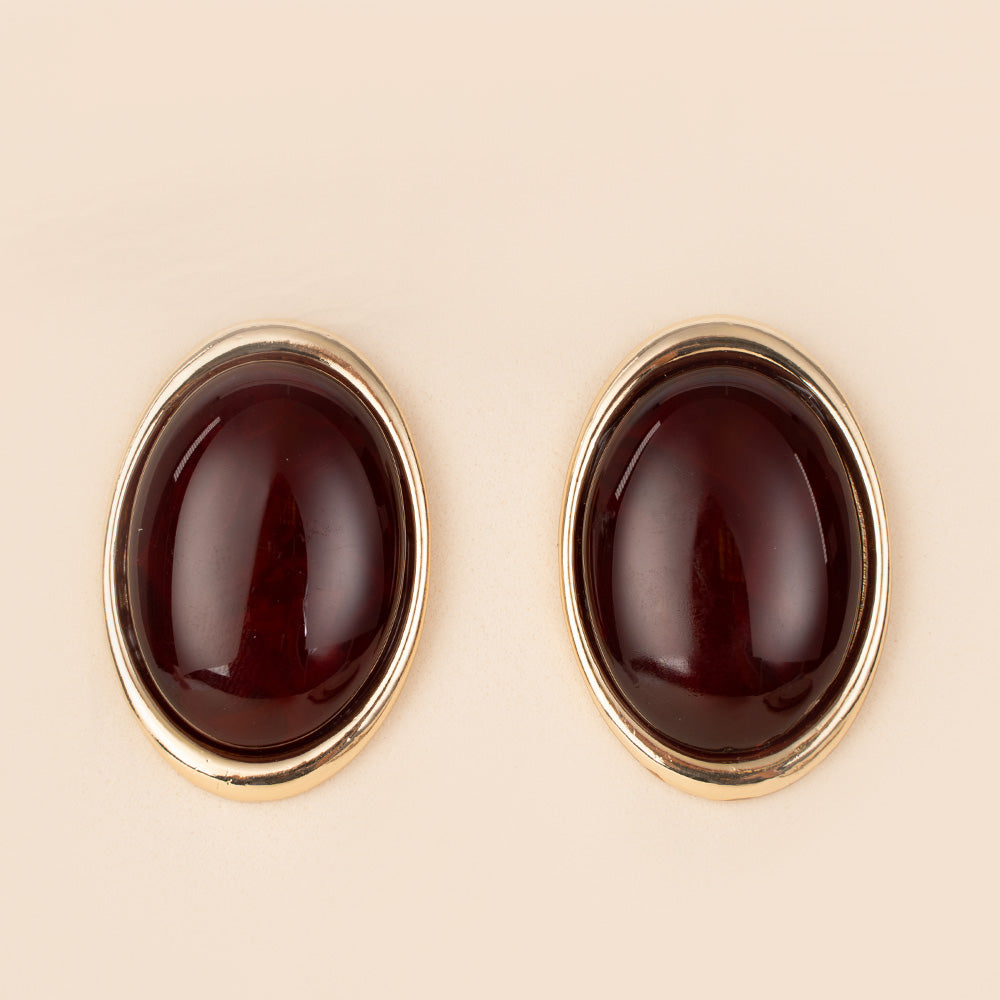 ORECCHINI GRANDI OVALI CON PIETRA COLORATA