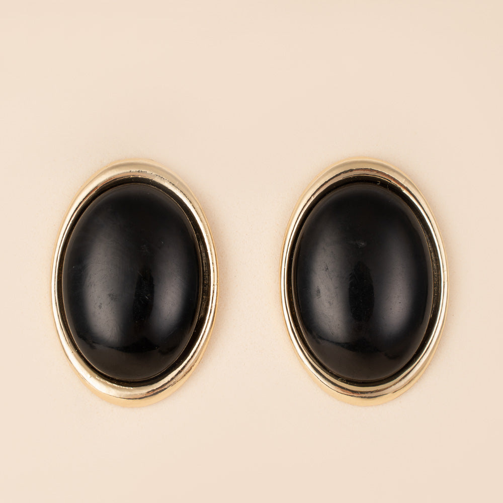 ORECCHINI GRANDI OVALI CON PIETRA COLORATA