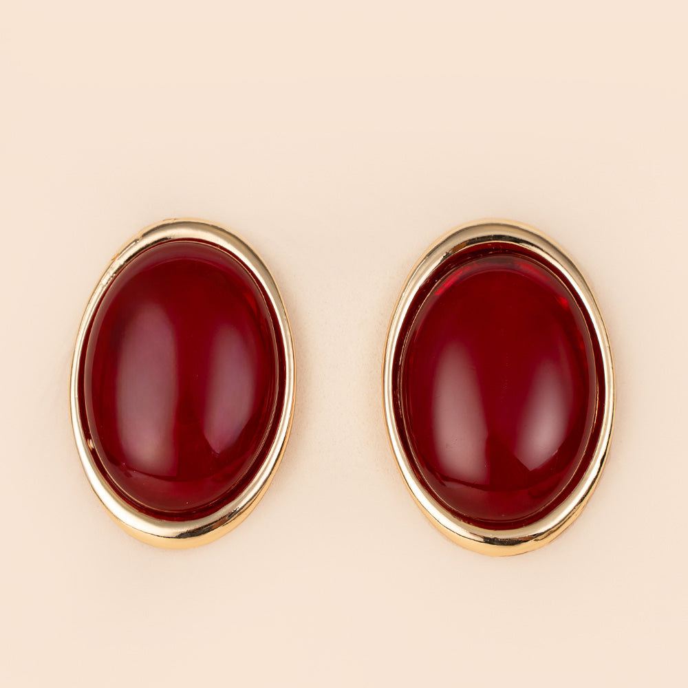 ORECCHINI GRANDI OVALI CON PIETRA COLORATA