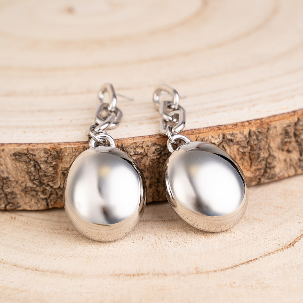 ORECCHINI CON CATENA E PENDENTE OVALE