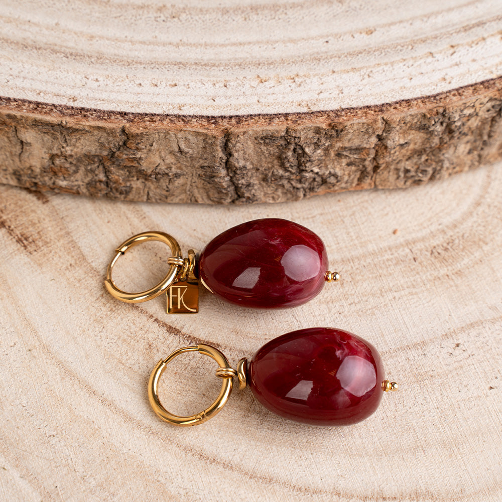 ORECCHINI PENDENTI CON CERCHIO FINO E PIETRE COLORATE