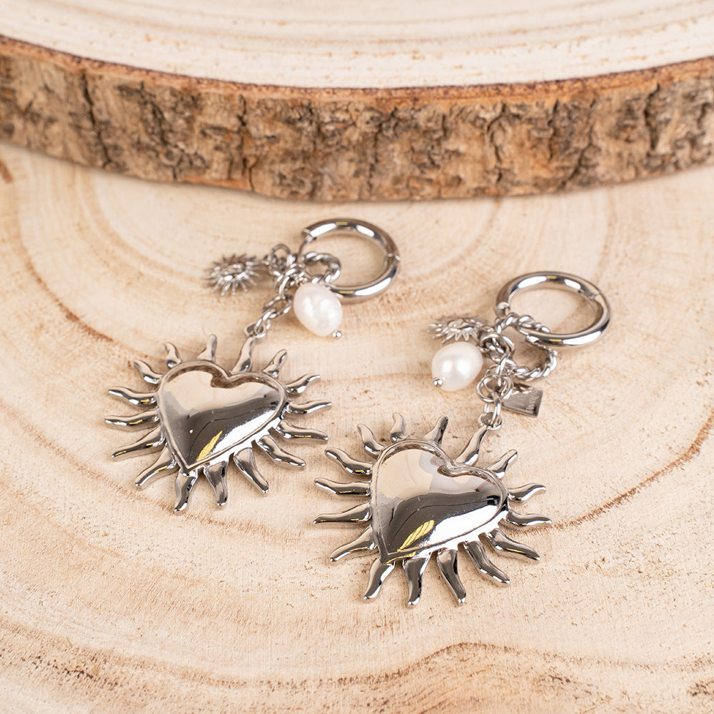 ORECCHINI CON CUORE CON RAGGI E MADREPERLA