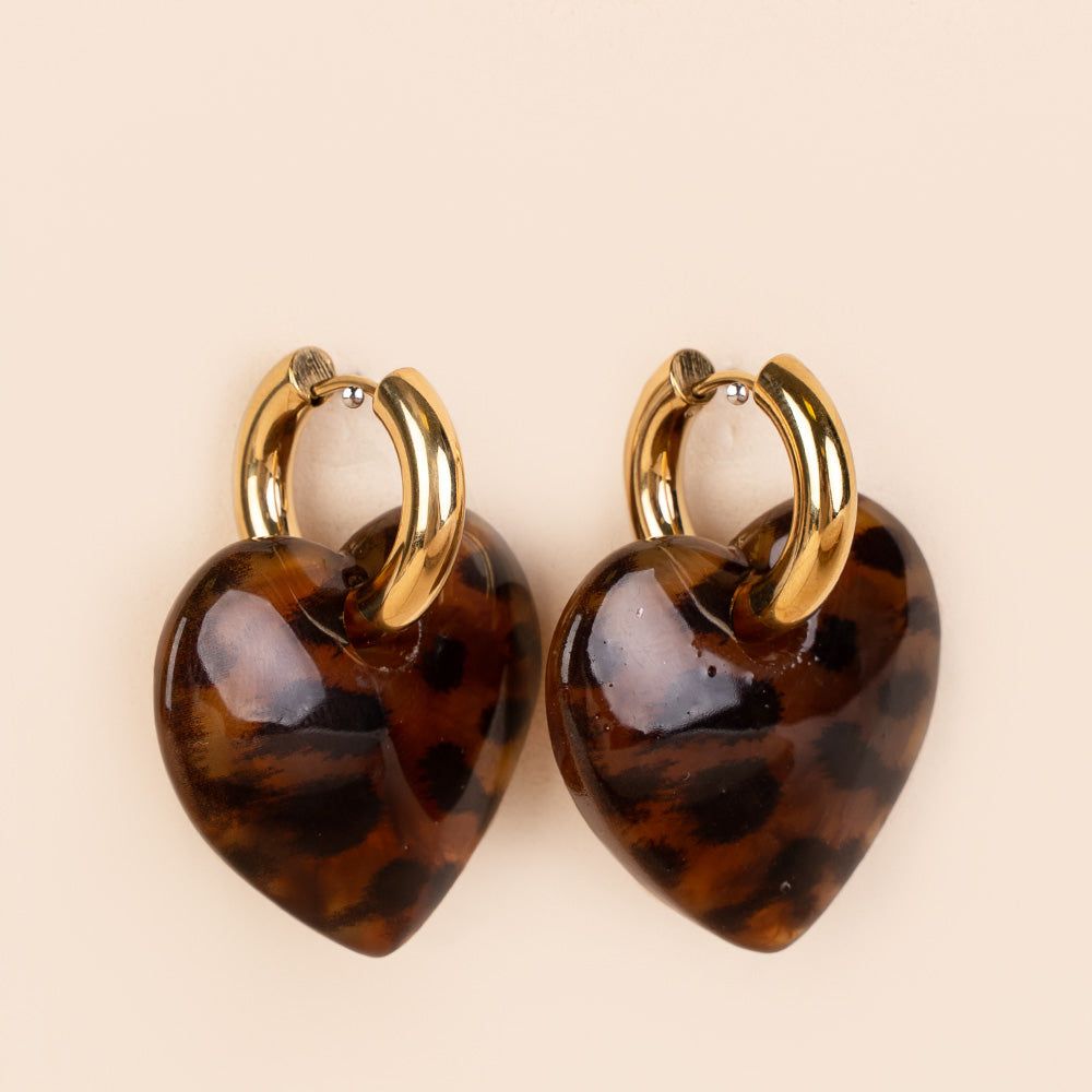 ORECCHINI PENDENTI CON CUORE MACULATO