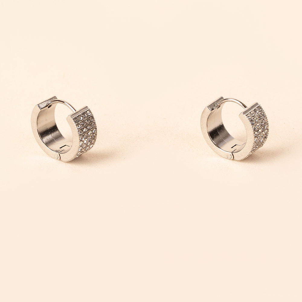 ORECCHINI PENDENTI A CERCHIO CON 4 FILE DI STRASS