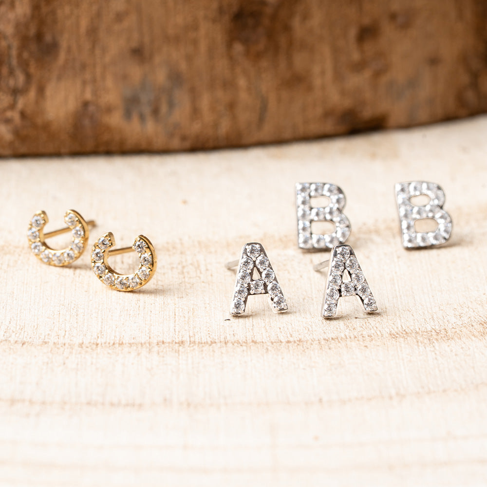 ORECCHINI LETTERE ALFABETO CON STRASS