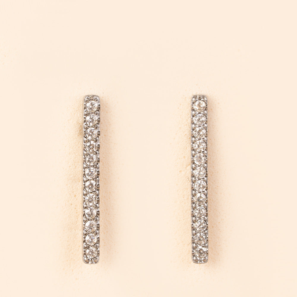 ORECCHINI A LOBO A BARRA LUNGA CON STRASS