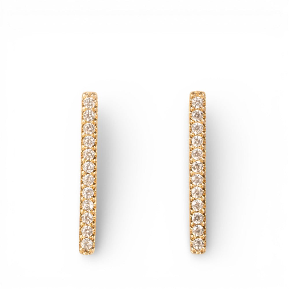 ORECCHINI A LOBO A BARRA LUNGA CON STRASS