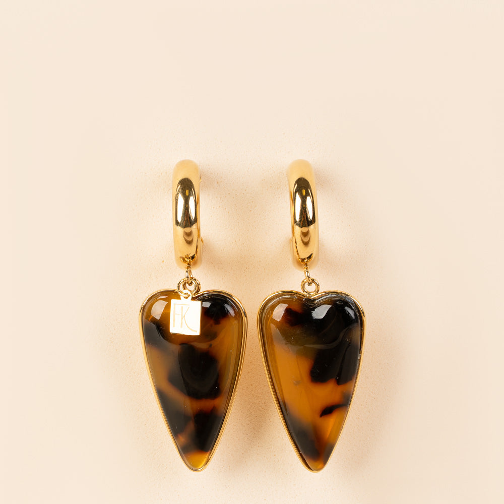 ORECCHINI PENDENTI A CUORE SU SEMICERCHIO