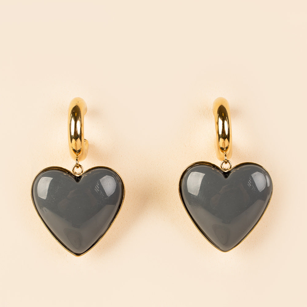 ORECCHINI PENDENTI CON CUORI SU SEMICERCHIO