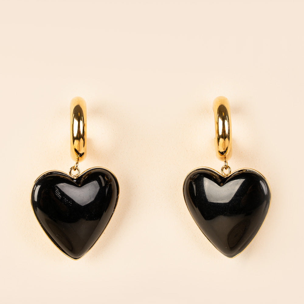 ORECCHINI PENDENTI CON CUORI SU SEMICERCHIO