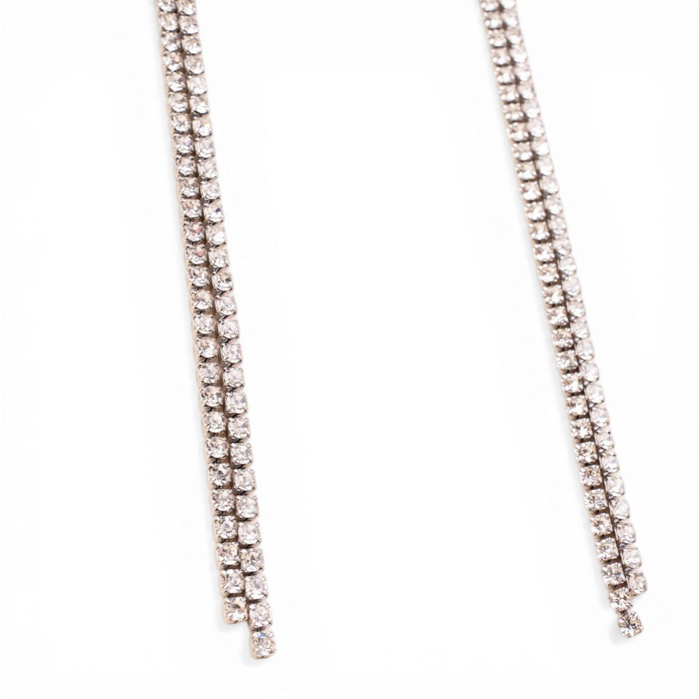 ORECCHINI PENDENTI CON DUE FILE DI STRASS