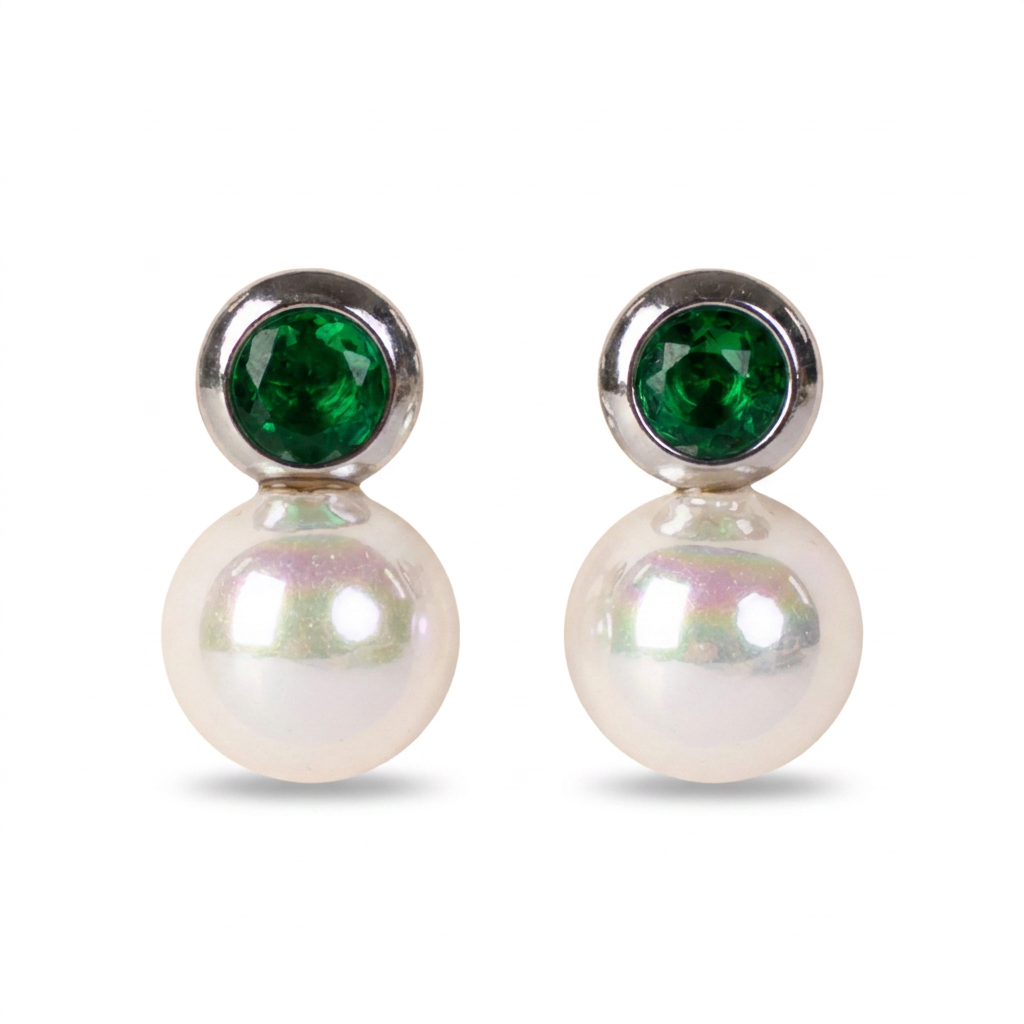 ORECCHINI CON STRASS COLORATO E PICCOLA PERLA PENDENTE