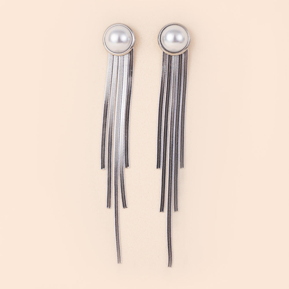 ORECCHINI PENDENTI SNAKE CON PERLA