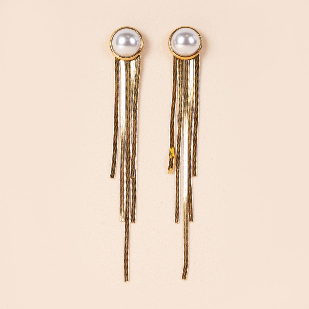 ORECCHINI PENDENTI SNAKE CON PERLA