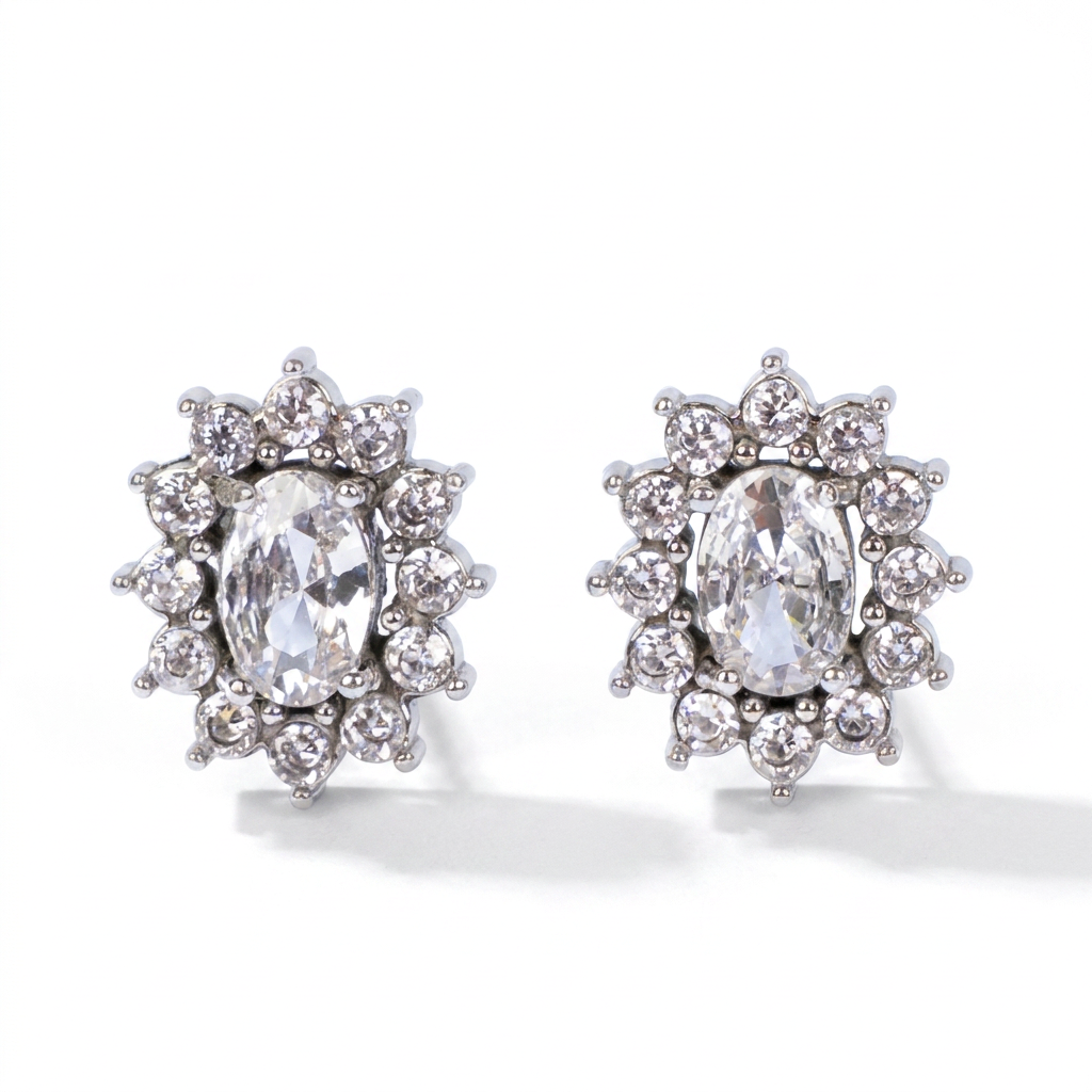 ORECCHINI A LOBO PUNTO LUCE OVALE E STRASS