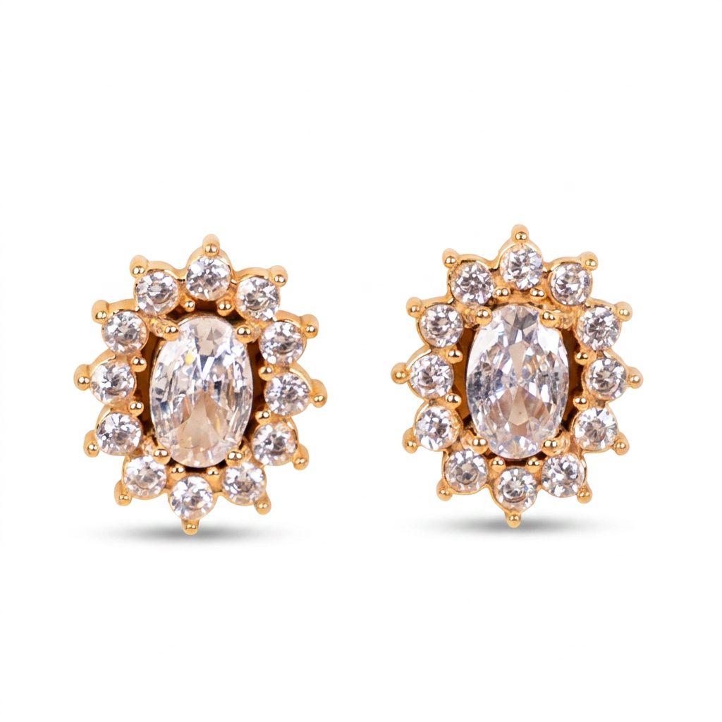 ORECCHINI A LOBO PUNTO LUCE OVALE E STRASS