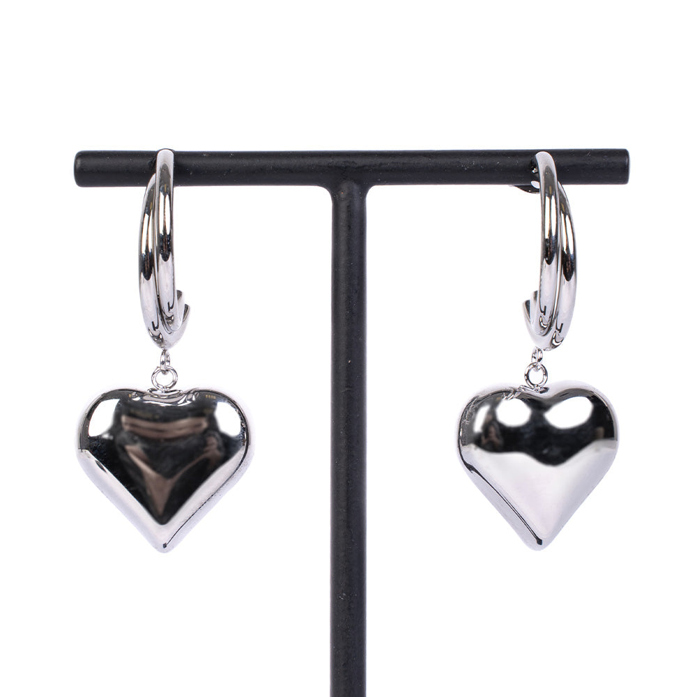 ORECCHINI PENDENTI CON CUORE SU SEMICERCHIO