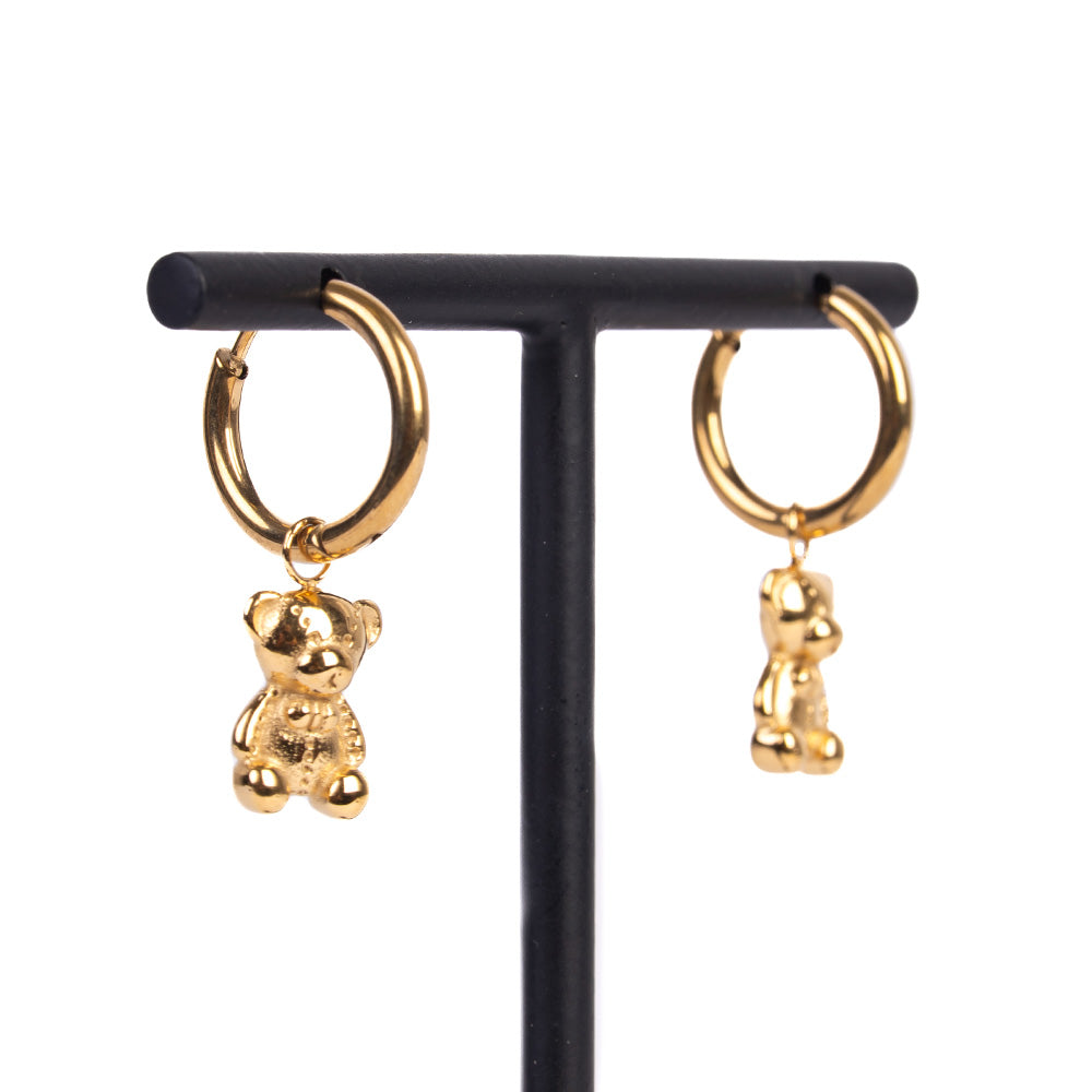 ORECCHINI PENDENTI A CERCHIO CON ORSETTO PENDENTE