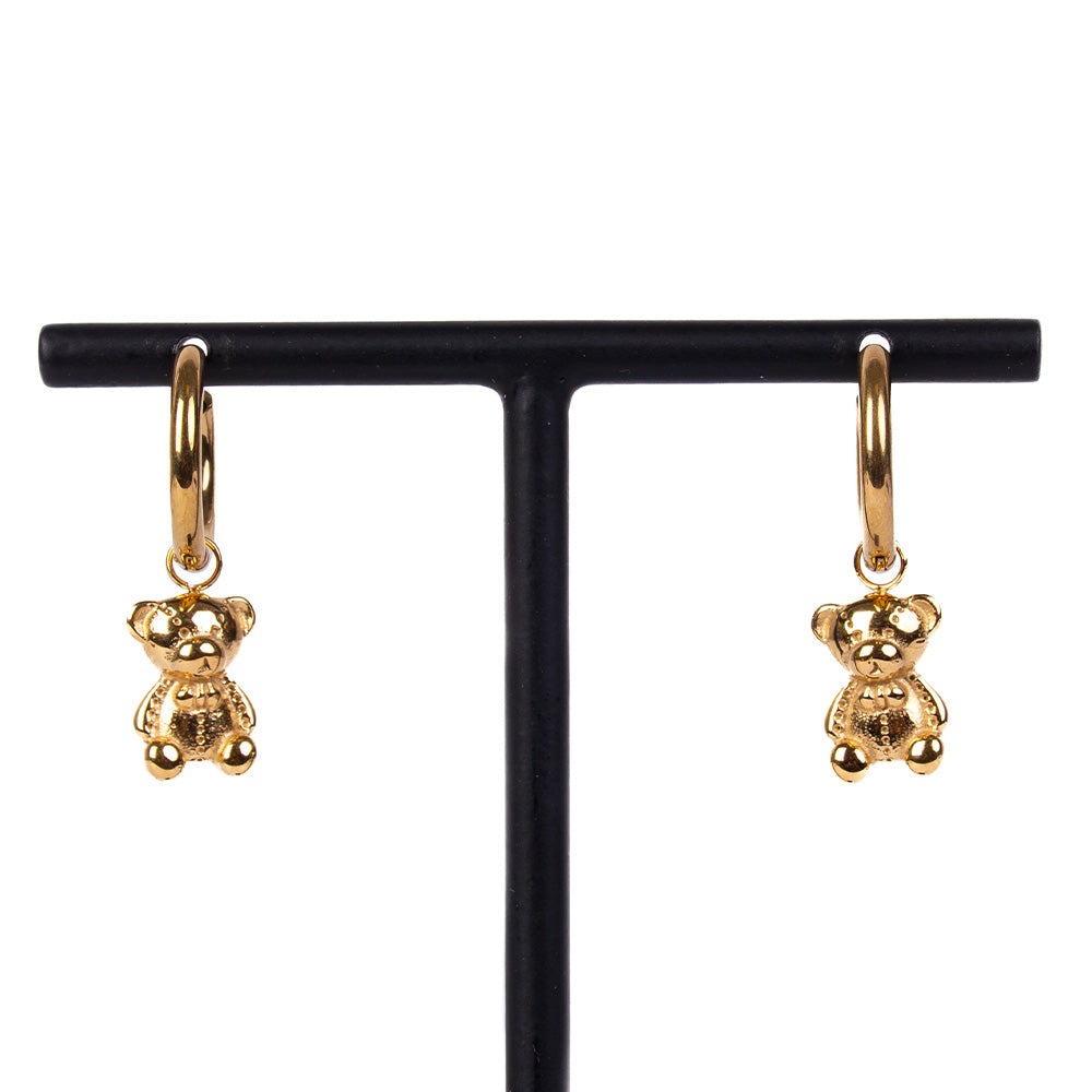 ORECCHINI PENDENTI A CERCHIO CON ORSETTO PENDENTE