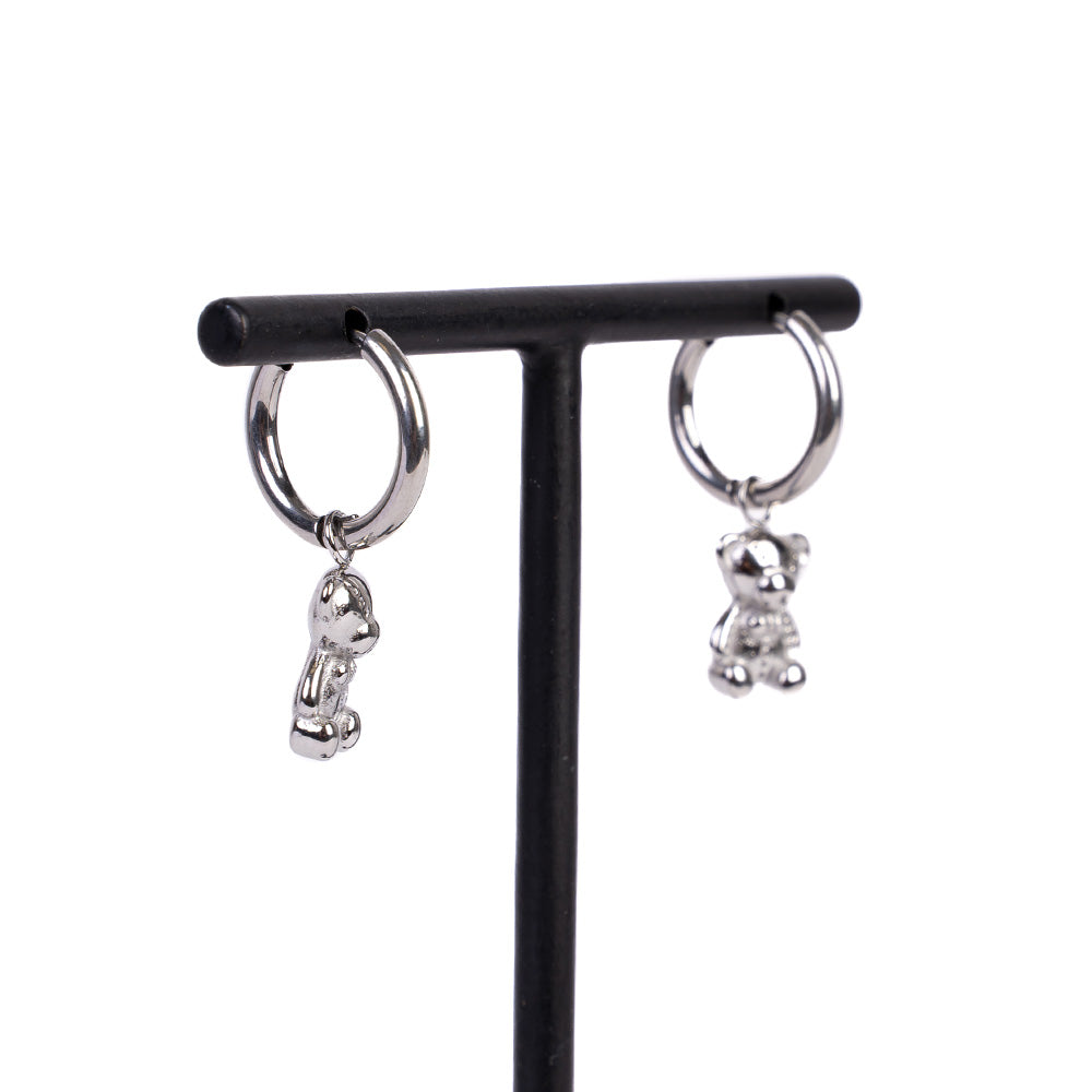 ORECCHINI PENDENTI A CERCHIO CON ORSETTO PENDENTE