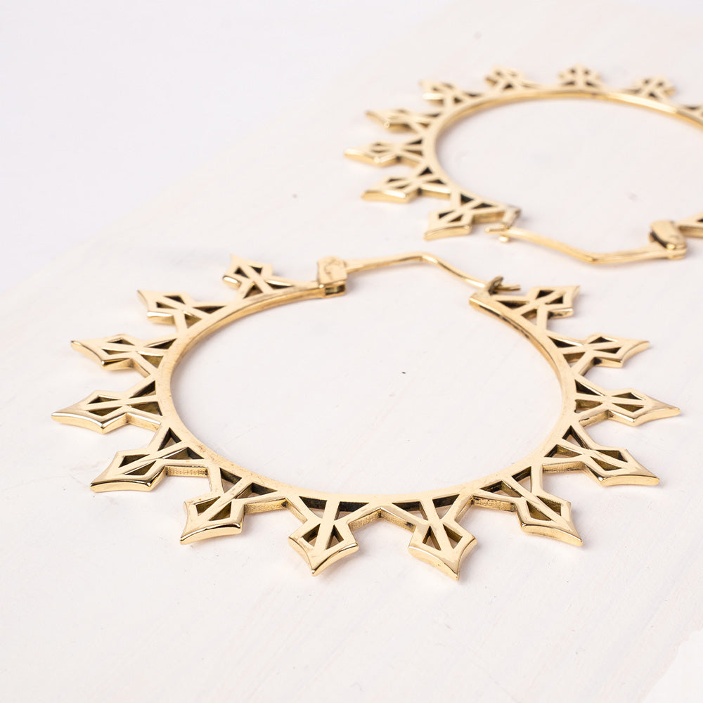 ORECCHINI CERCHIO SOLE CON PUNTE