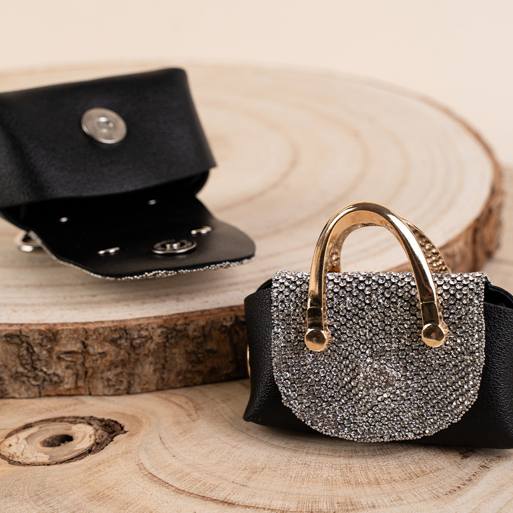 PORTAMONETE A BORSETTA CON STRASS CON CHIUSURA A CLIP