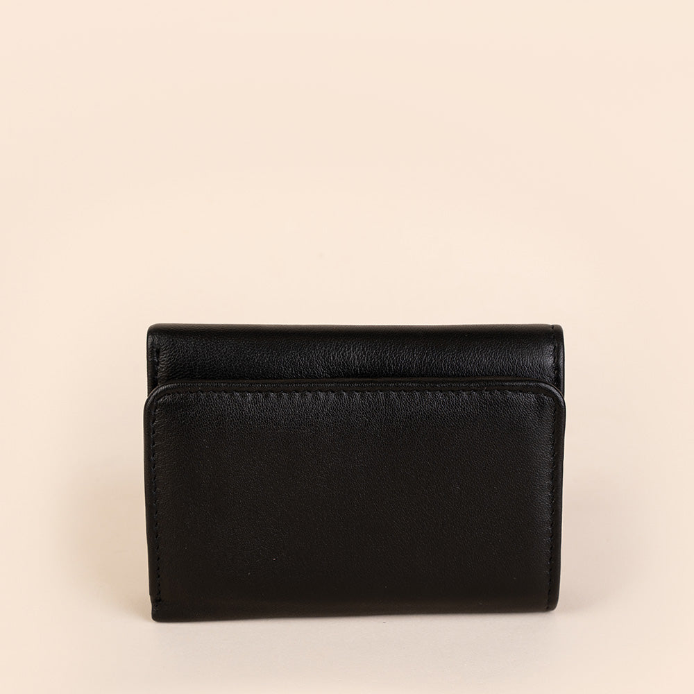 PORTAFOGLIO PICCOLO IN PELLE MARTELLATA CON DUE PATTINE DI DIVERSA ALTEZZA