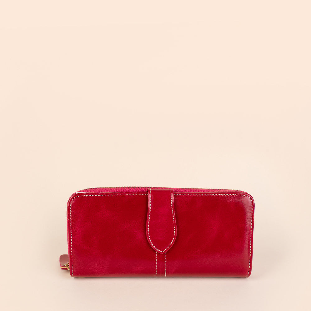 PORTAFOGLIO GRANDE CON CUCITURE A VISTA E PELLE LUCIDA