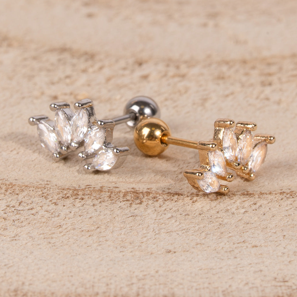 PIERCING SINGOLO META' FIORE CON STRASS