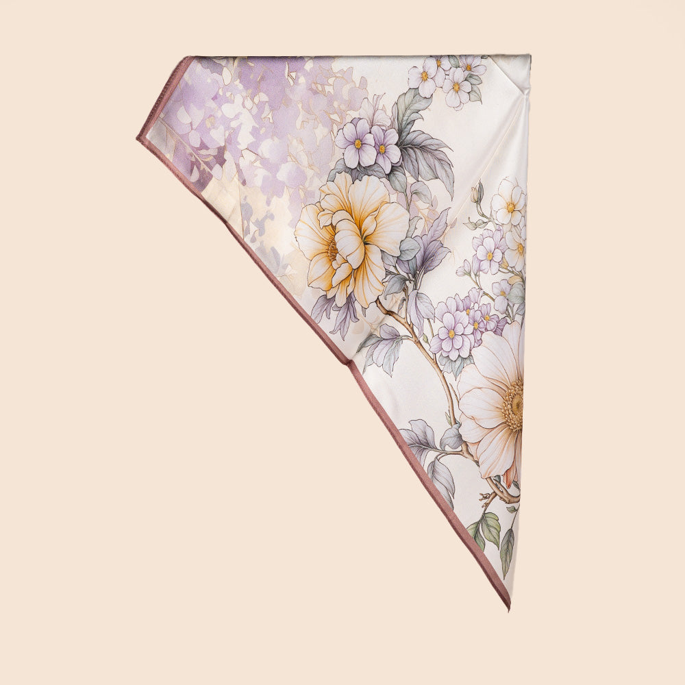 SCIARPA FOULARD DA COLLO IN SETA CON FIORI DI VARIO GENERE