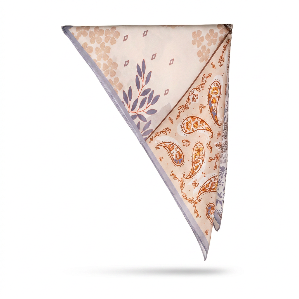 SILK NECK SCARF WITH FOUR-QUADRANT PATTERNS